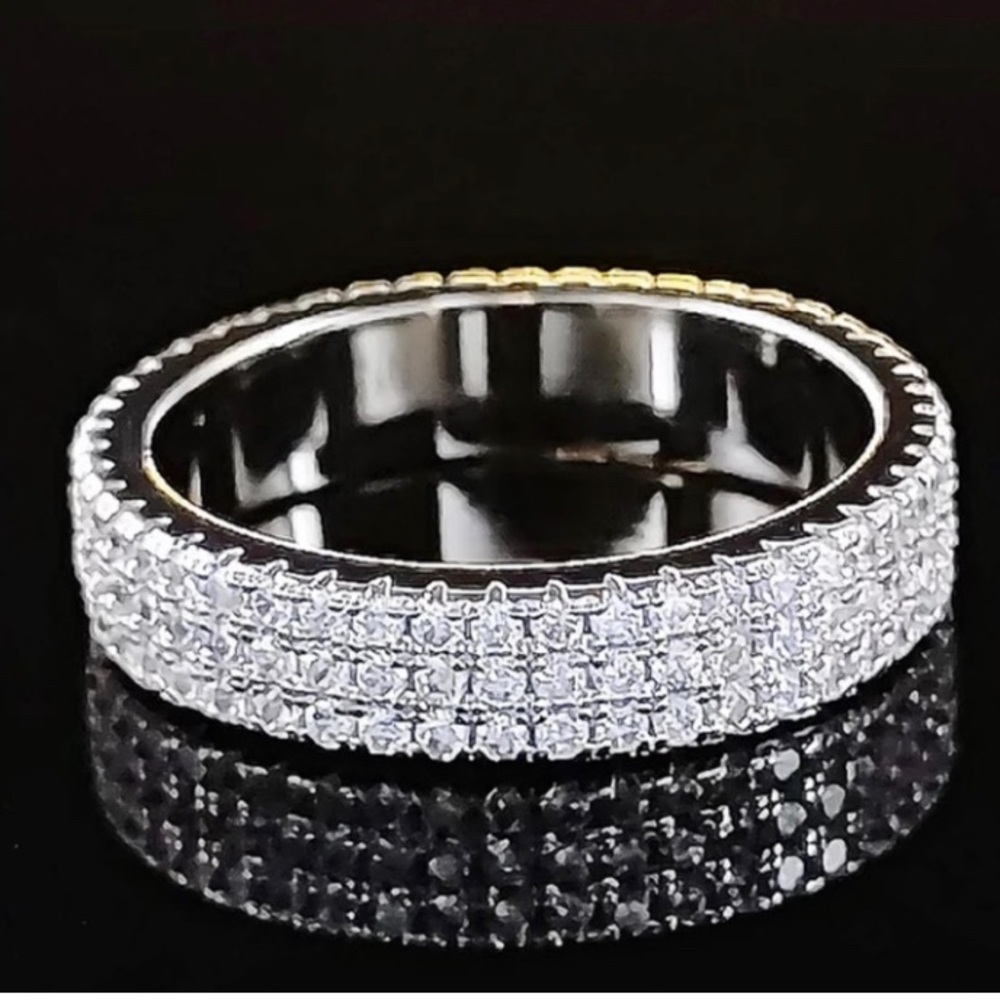 Nwot 925 Lab Created Diamond Eternity Ring size 7. 3 rows inlaid with diamonds❣️